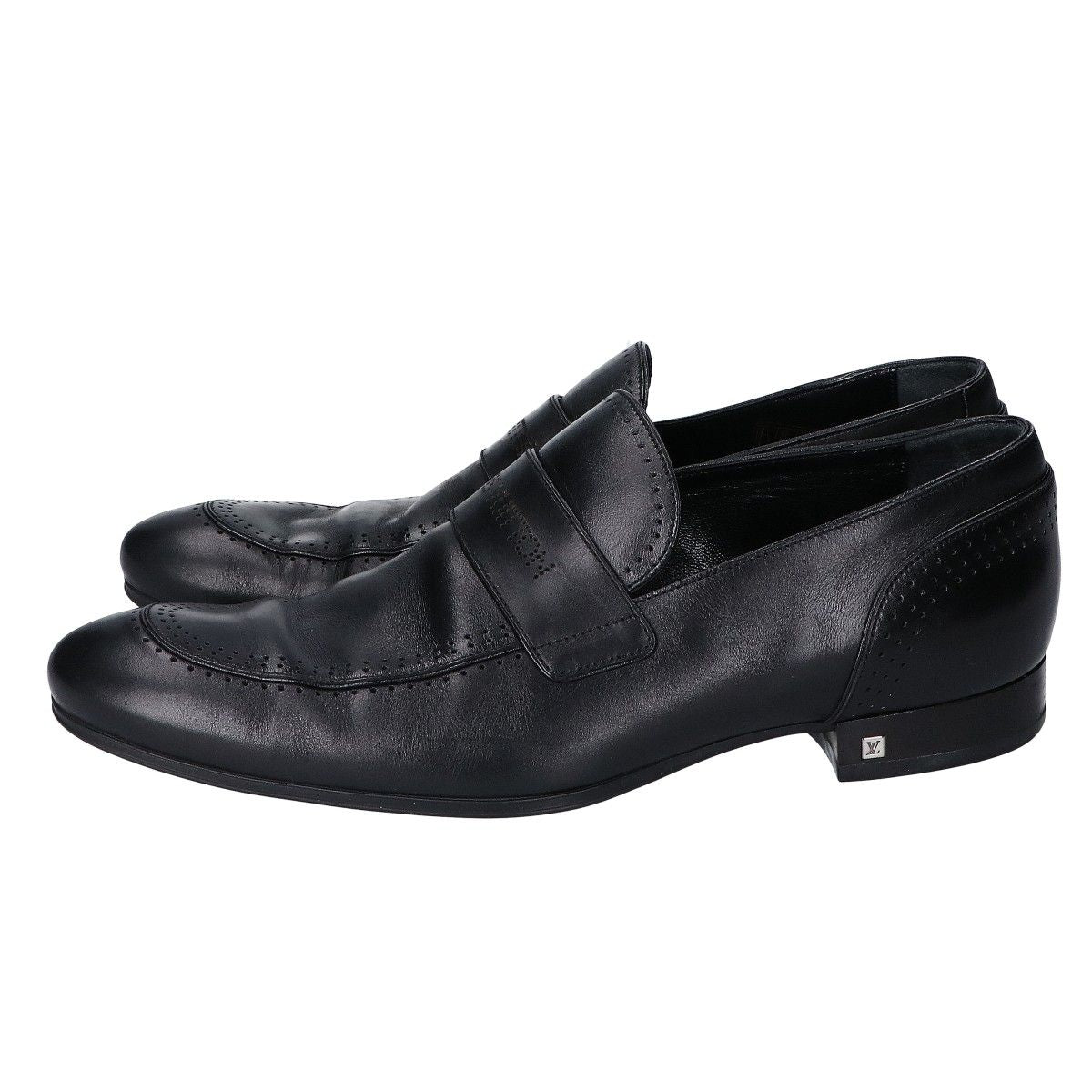 Louis Vuitton Black Leather Logo Loafers — view 2