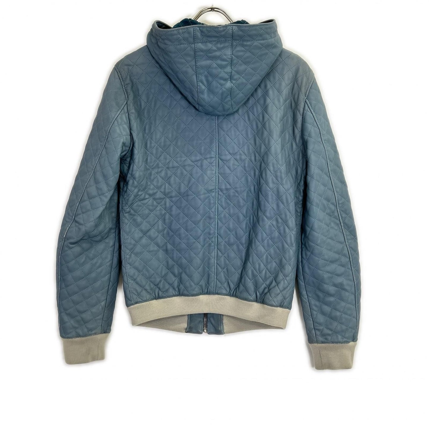 Dolce & Gabbana Light Blue Lambskin Zip Up Hoodie 44 — view 2