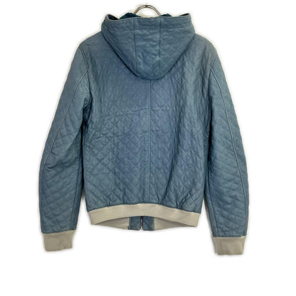 Dolce & Gabbana Light Blue Lambskin Zip Up Hoodie 44 — view 2