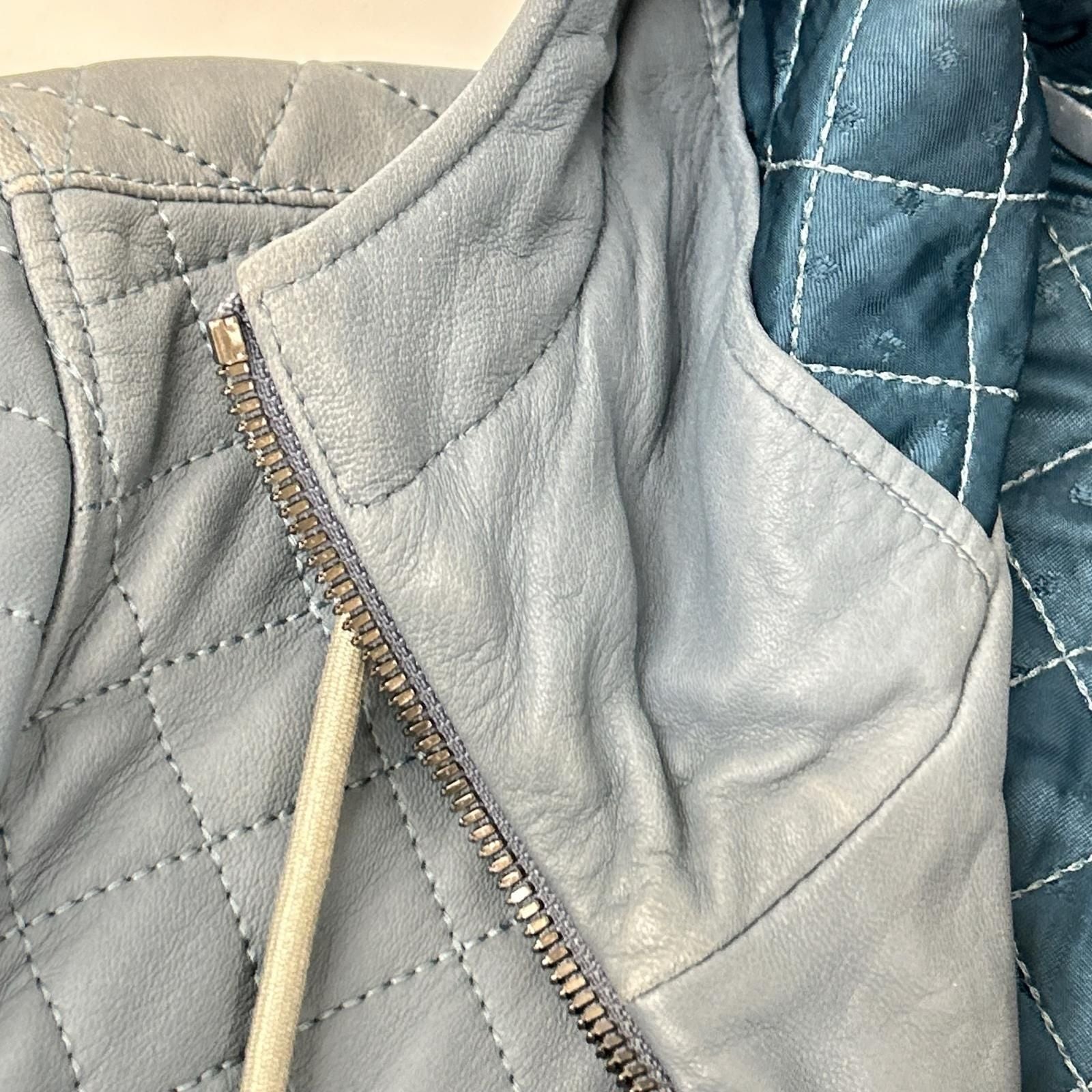 Dolce & Gabbana Light Blue Lambskin Zip Up Hoodie 44 — view 8