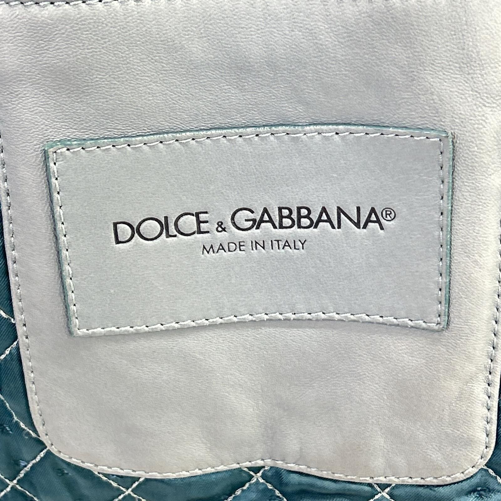 Dolce & Gabbana Light Blue Lambskin Zip Up Hoodie 44 — view 5