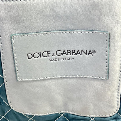 Dolce & Gabbana Light Blue Lambskin Zip Up Hoodie 44 — view 5