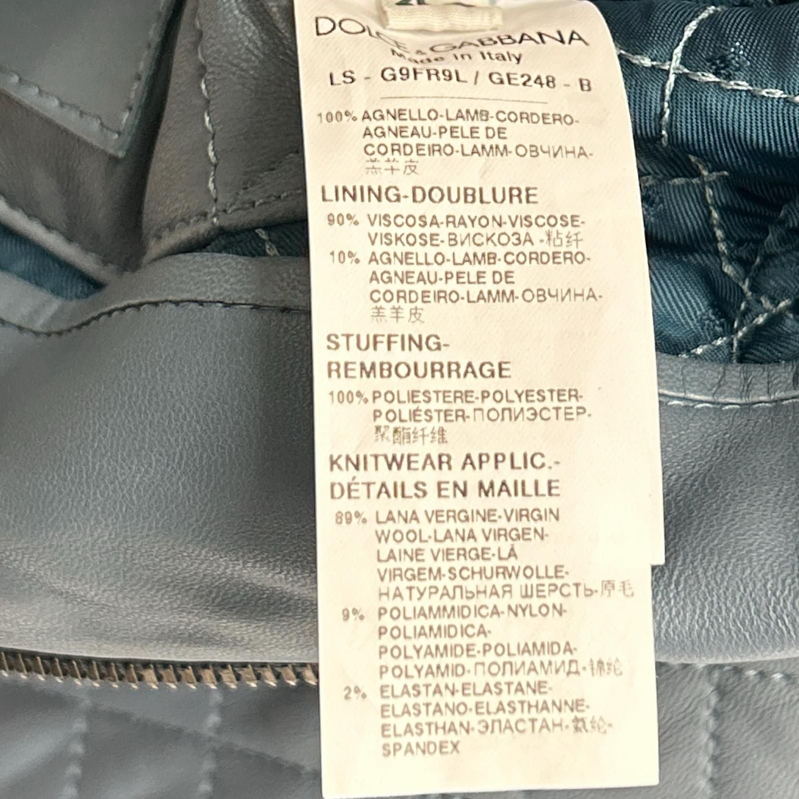 Dolce & Gabbana Light Blue Lambskin Zip Up Hoodie 44 — view 6