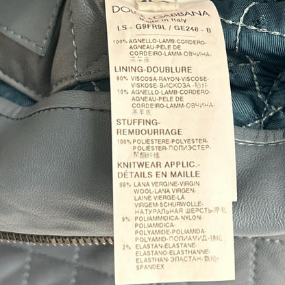 Dolce & Gabbana Light Blue Lambskin Zip Up Hoodie 44 — view 6