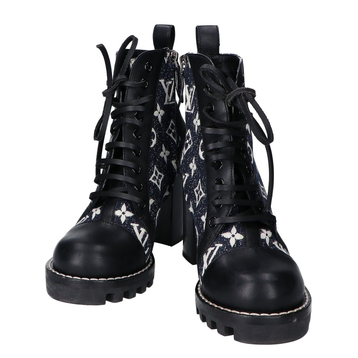 Louis Vuitton Star Trail Line Ankle Boots Denim Leather