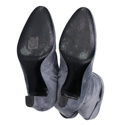 Chanel Gray Suede Long Boots — view 6