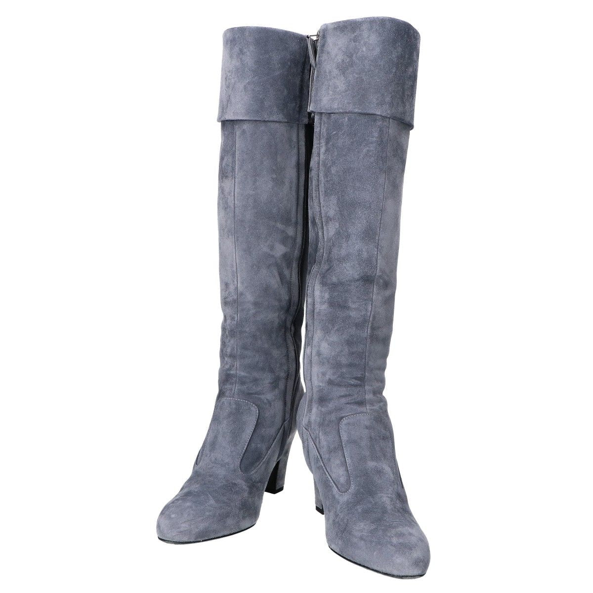 Chanel Gray Suede Long Boots