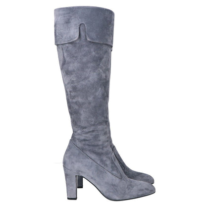 Chanel Gray Suede Long Boots — view 4