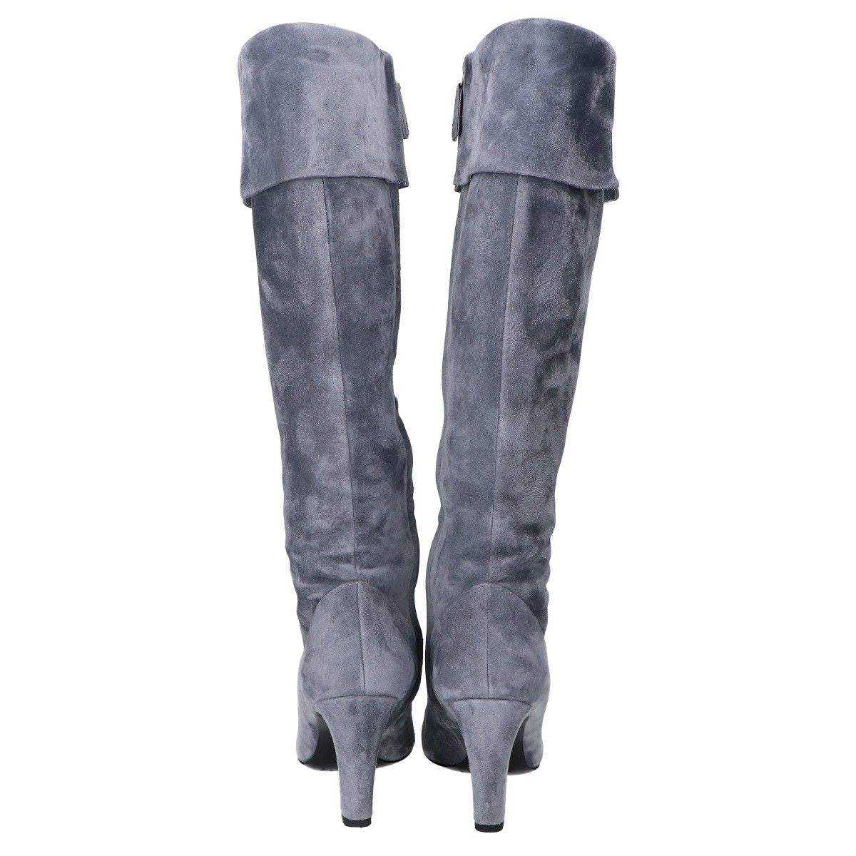 Chanel Gray Suede Long Boots — view 3