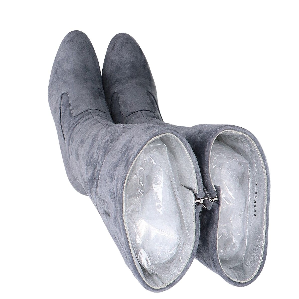 Chanel Gray Suede Long Boots — view 5