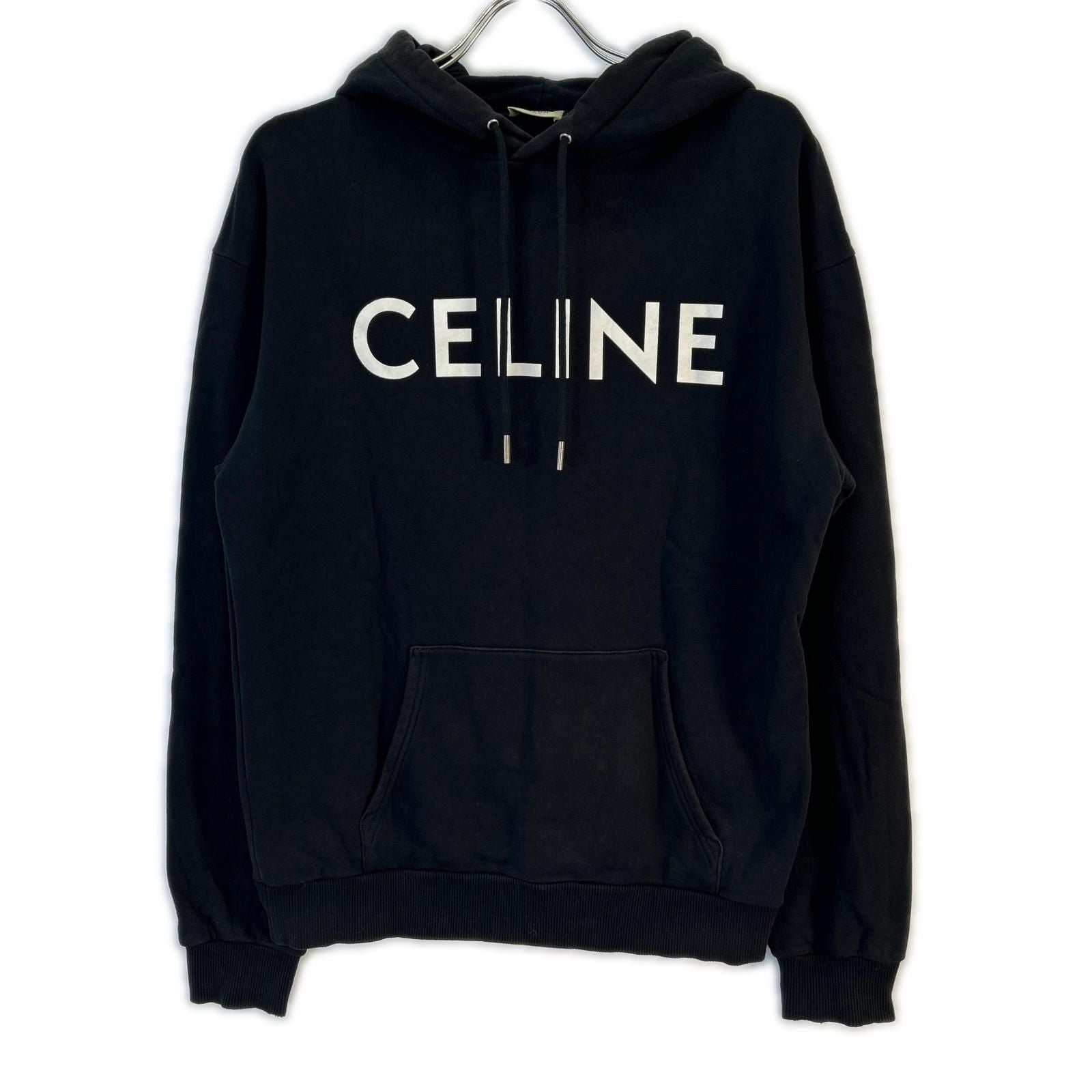Celine Black Logo Cotton Fleece Hoodie-s