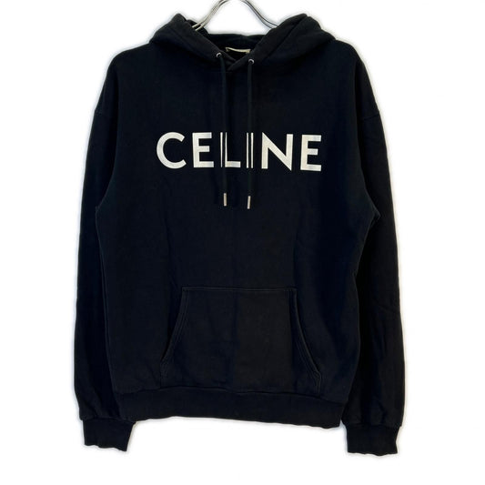 Celine Black Logo Cotton Fleece Hoodie-s