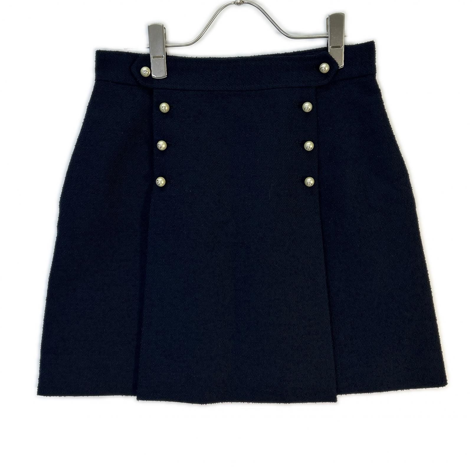Dior Navy Pearl Button Rim Bubble Sarah Panel Mini Skirt