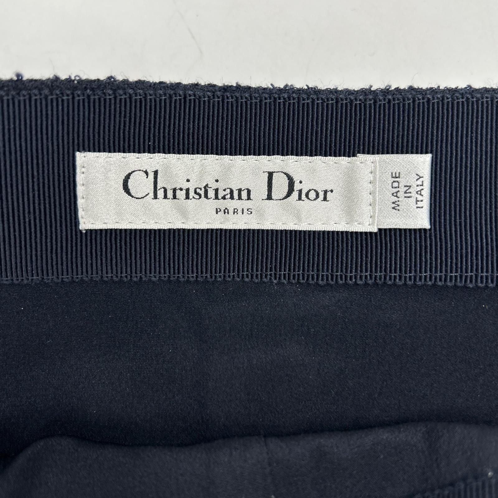 Dior Navy Pearl Button Rim Bubble Sarah Panel Mini Skirt — view 3