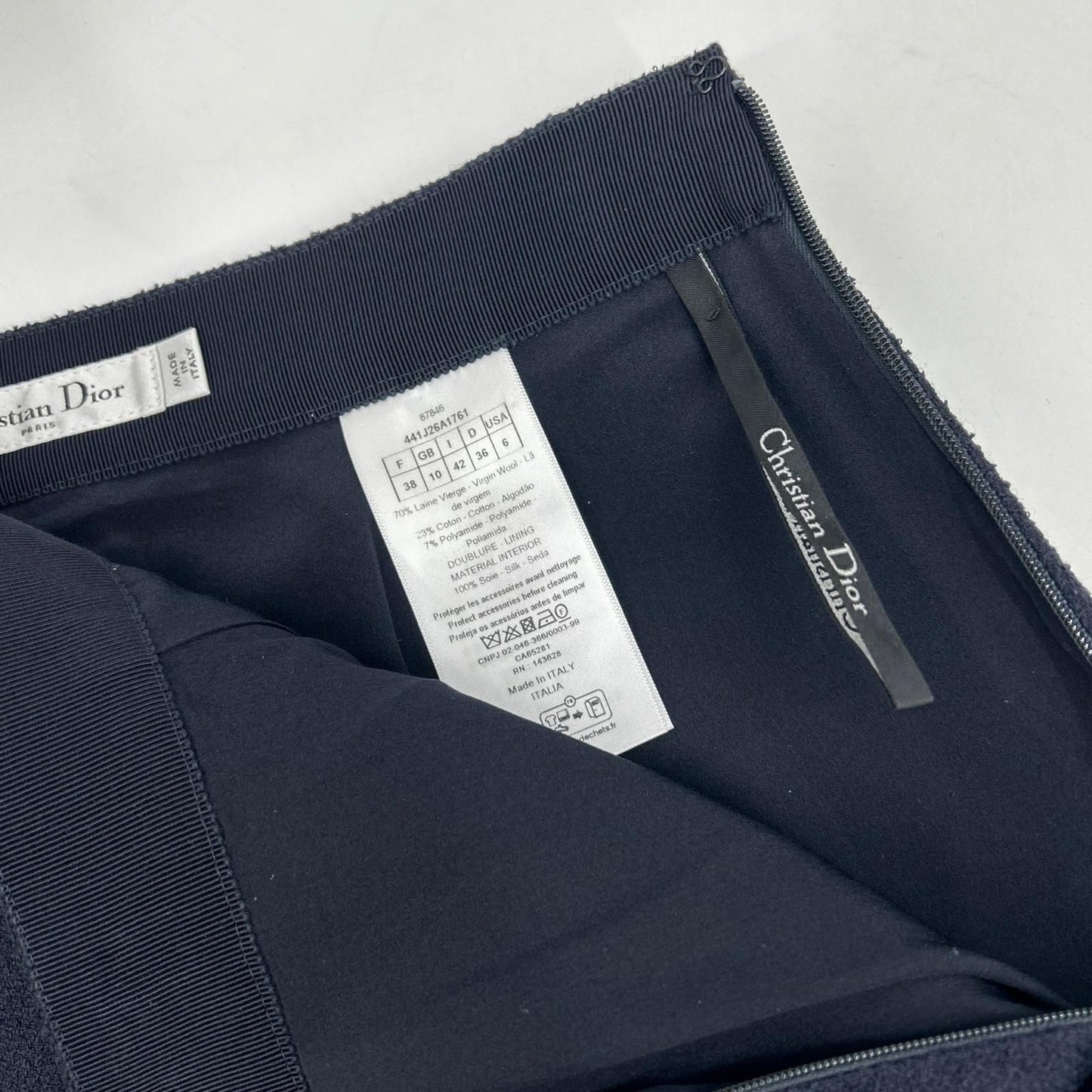 Dior Navy Pearl Button Rim Bubble Sarah Panel Mini Skirt — view 6