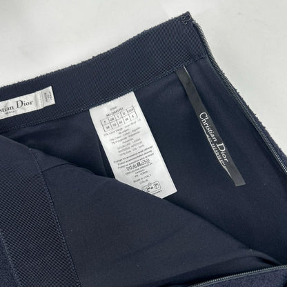 Dior Navy Pearl Button Rim Bubble Sarah Panel Mini Skirt — view 6