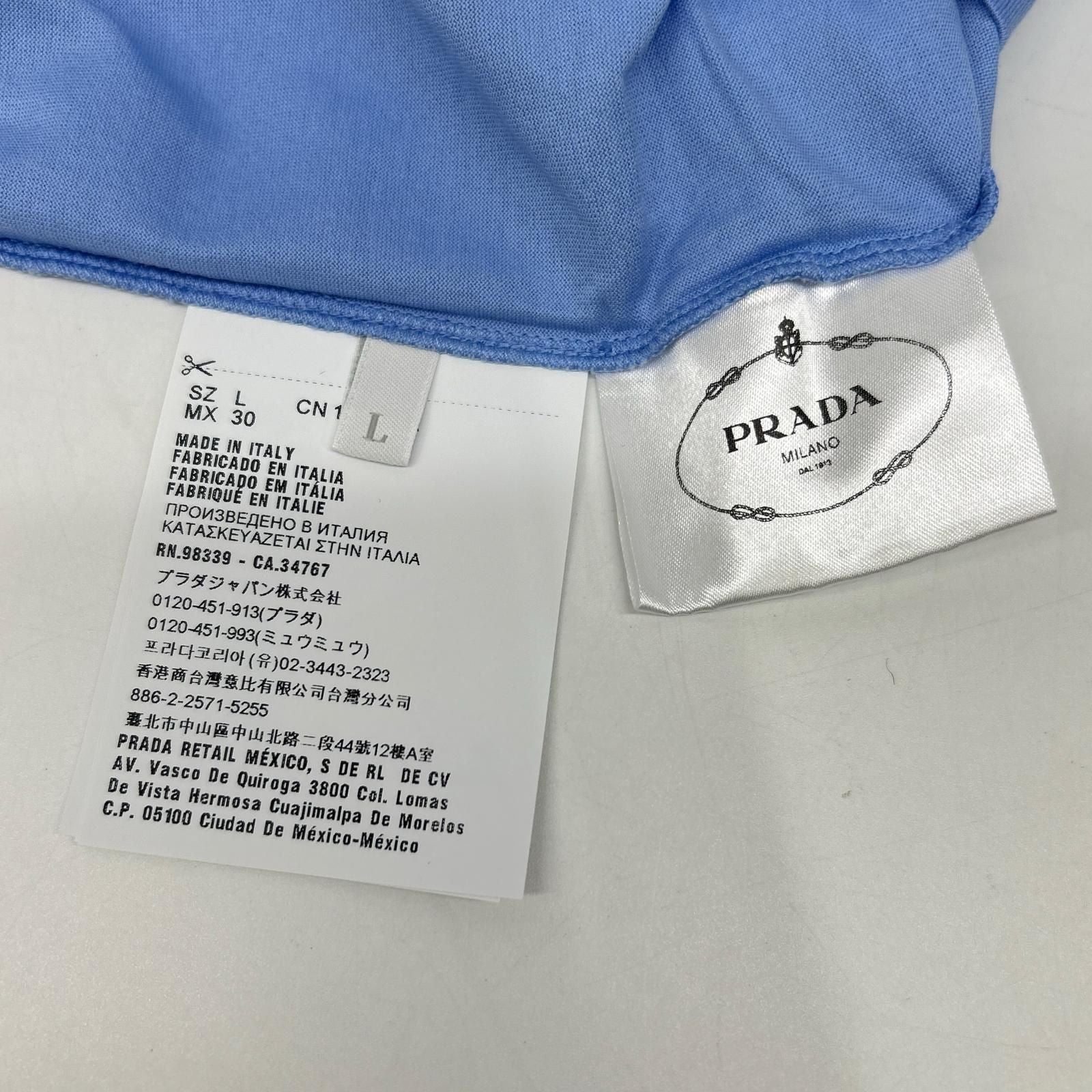 Prada Light Blue Cotton T-Shirt — view 4
