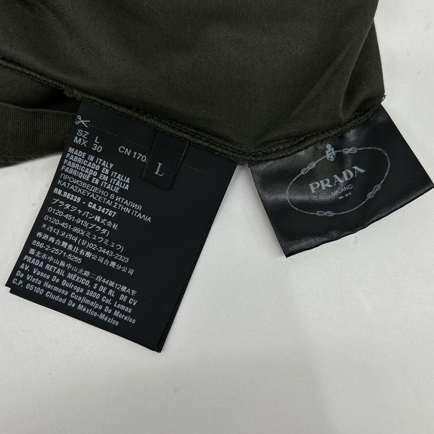 Prada Khaki Cotton T-Shirt — view 4