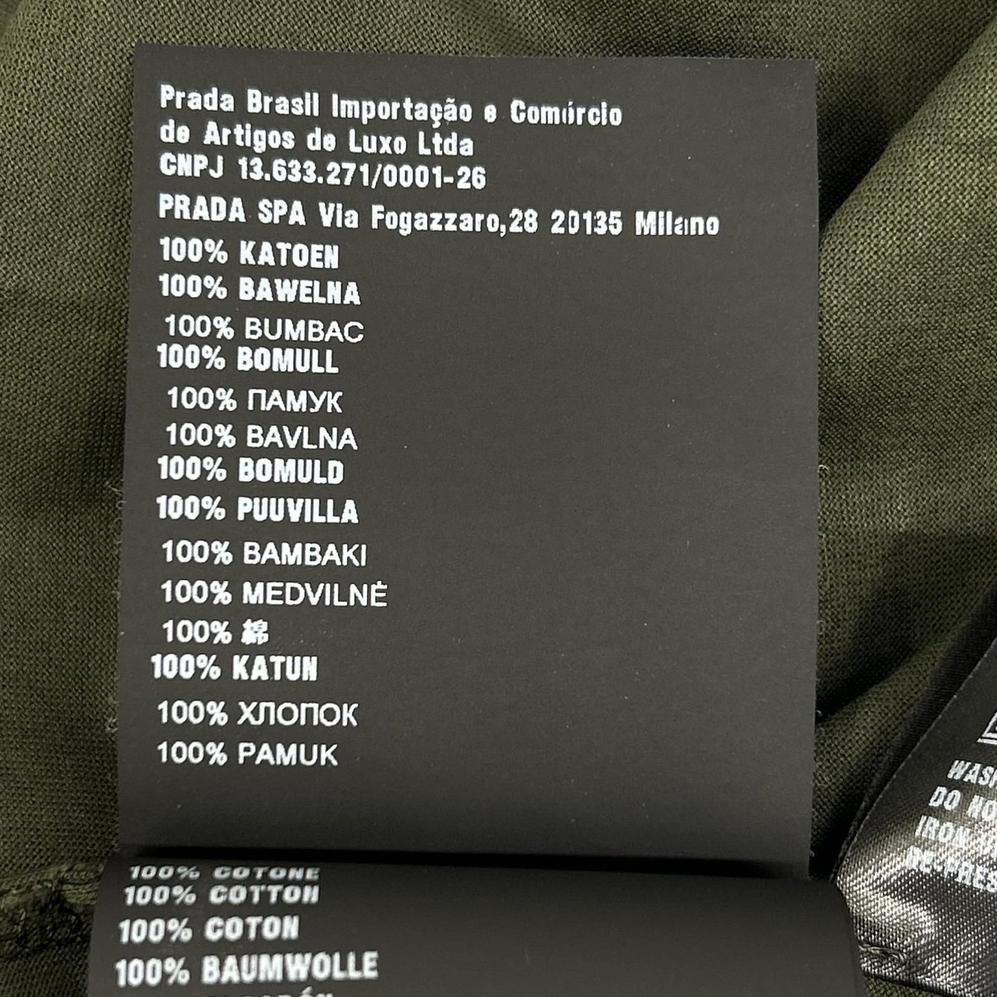 Prada Khaki Cotton T-Shirt — view 5