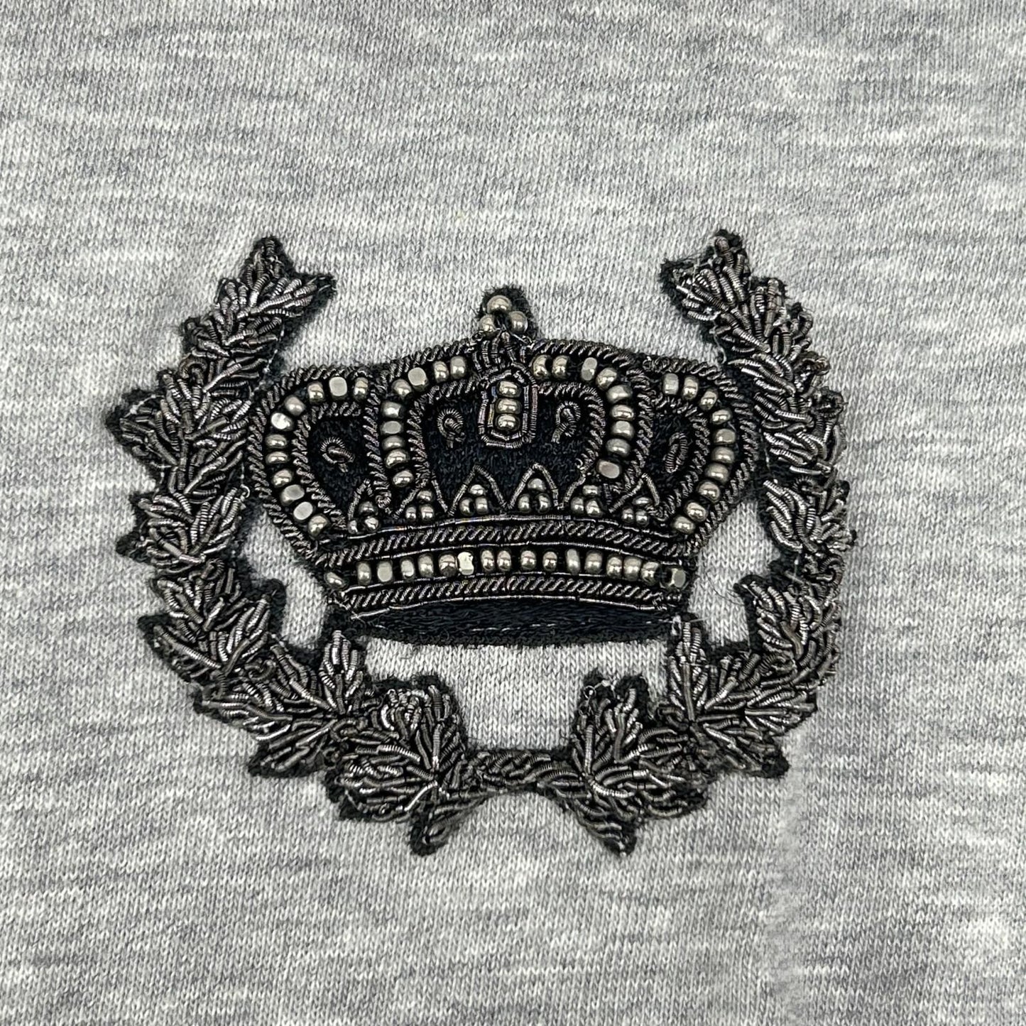 Dolce & Gabbana Gray Crown Bead Decoration Cotton Crew Neck T-Shirt 46 — view 6