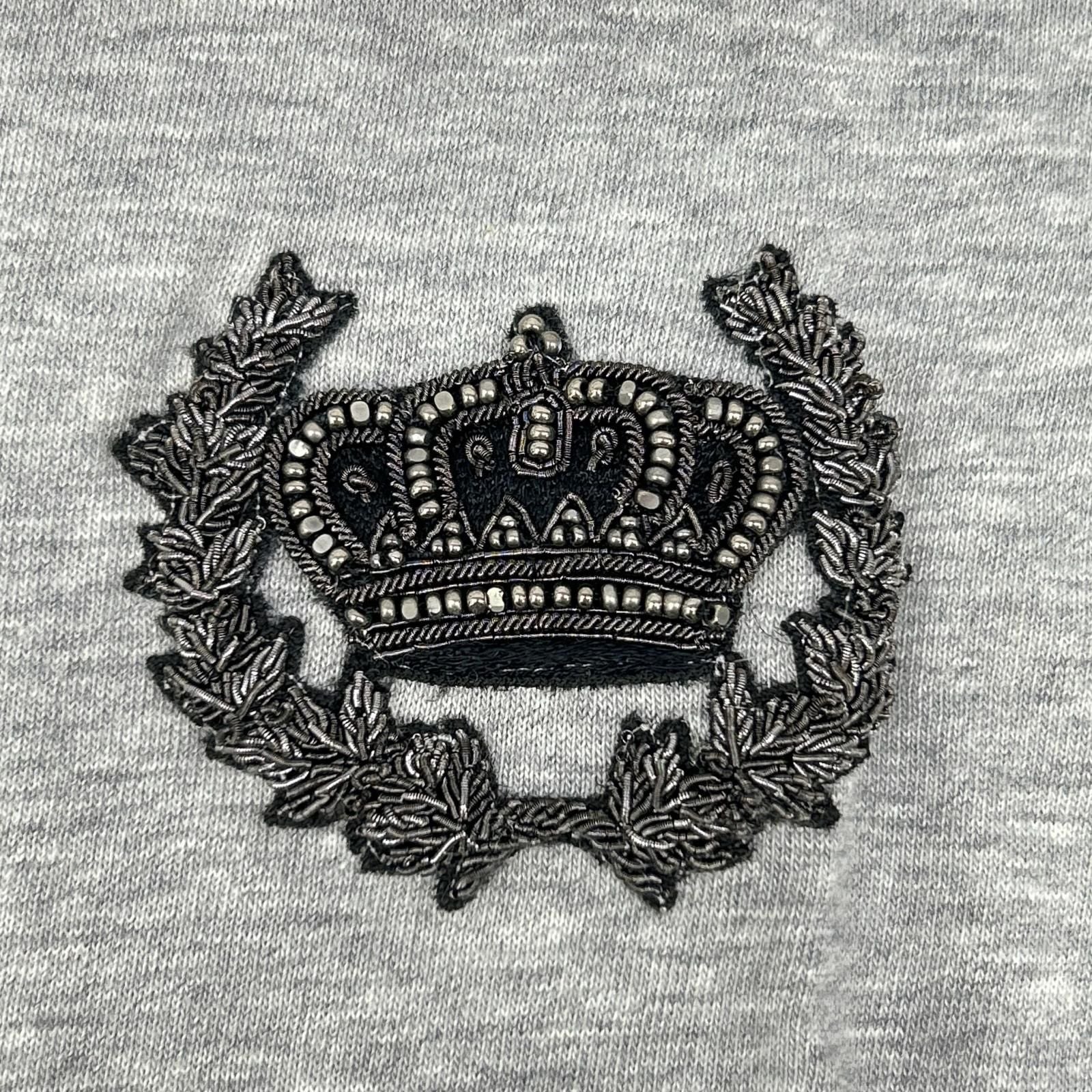 Dolce & Gabbana Gray Crown Bead Decoration Cotton Crew Neck T-Shirt 46 — view 6