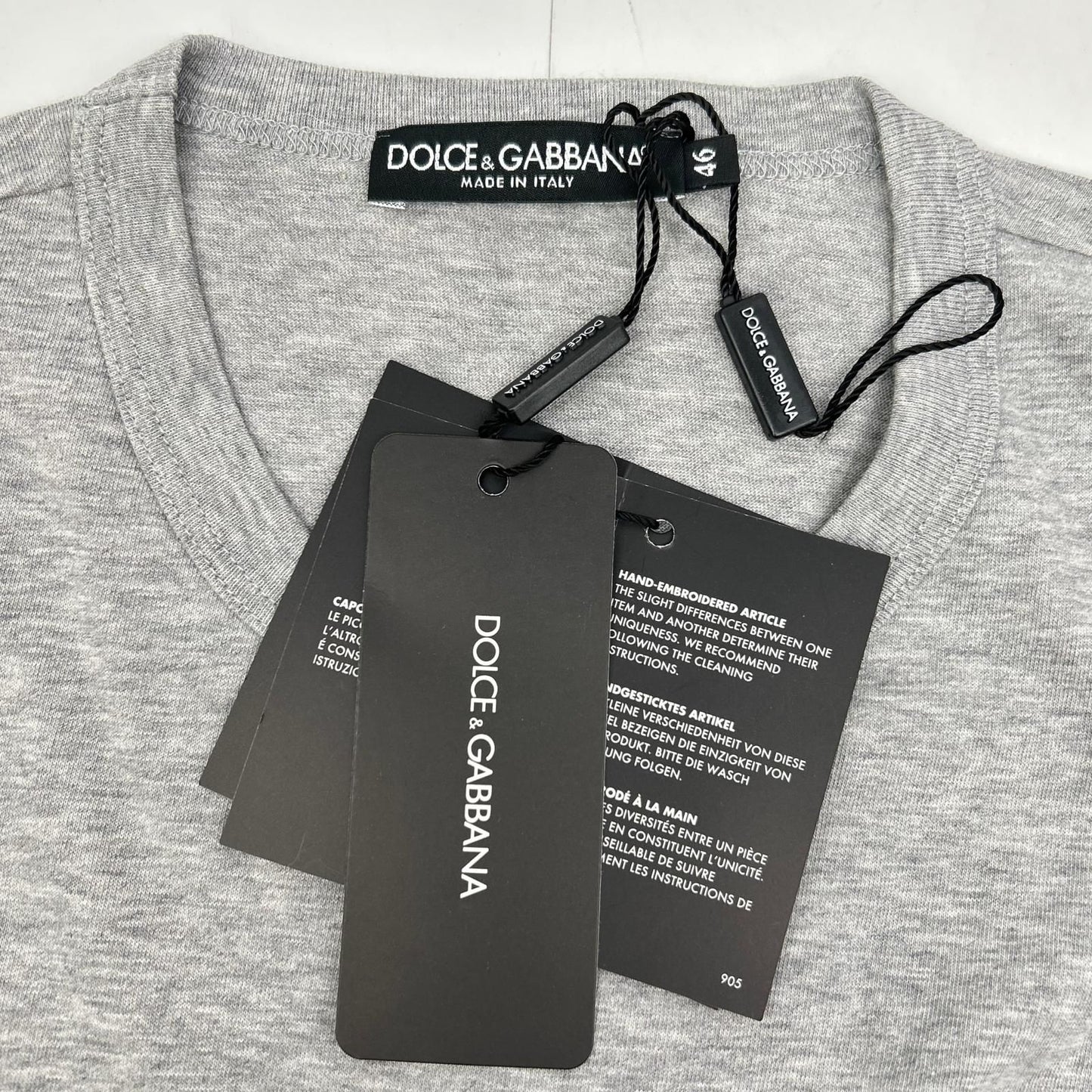 Dolce & Gabbana Gray Crown Bead Decoration Cotton Crew Neck T-Shirt 46 — view 3