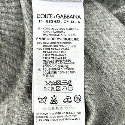 Dolce & Gabbana Gray Crown Bead Decoration Cotton Crew Neck T-Shirt 46 — view 4