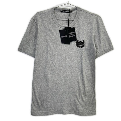Dolce & Gabbana Gray Crown Bead Decoration Cotton Crew Neck T-Shirt 46
