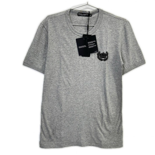 Dolce & Gabbana Gray Crown Bead Decoration Cotton Crew Neck T-Shirt 46