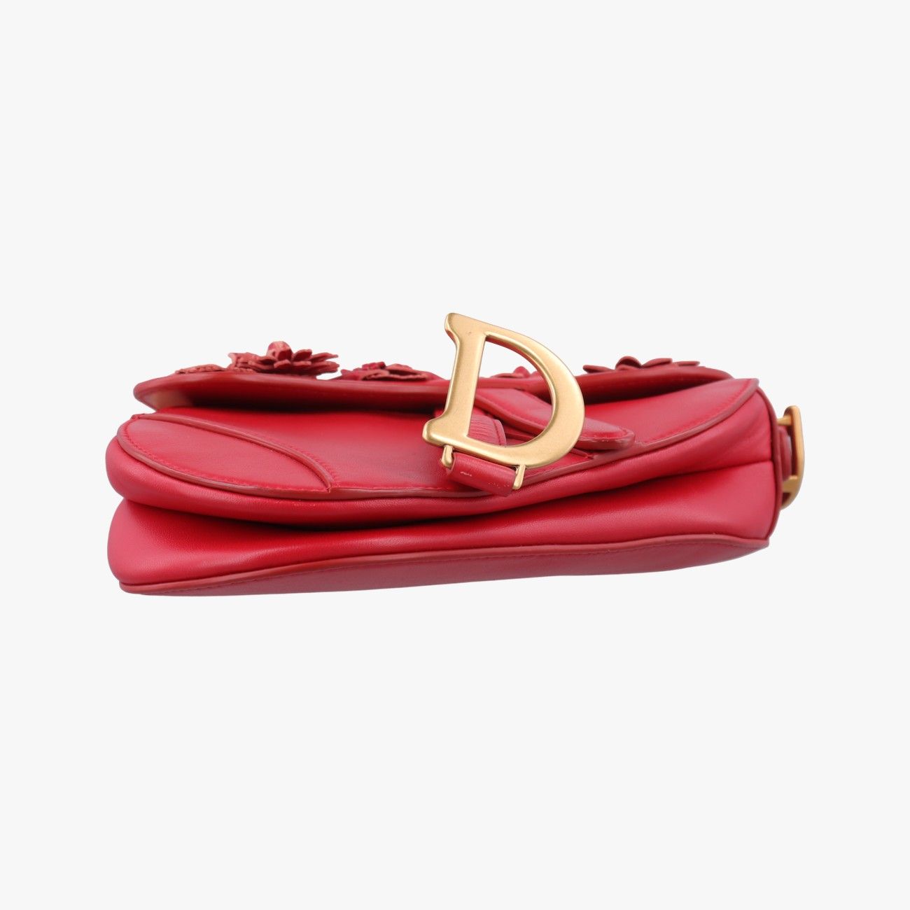 Dior Flowers Saddle Red Leather Handbag — view 3