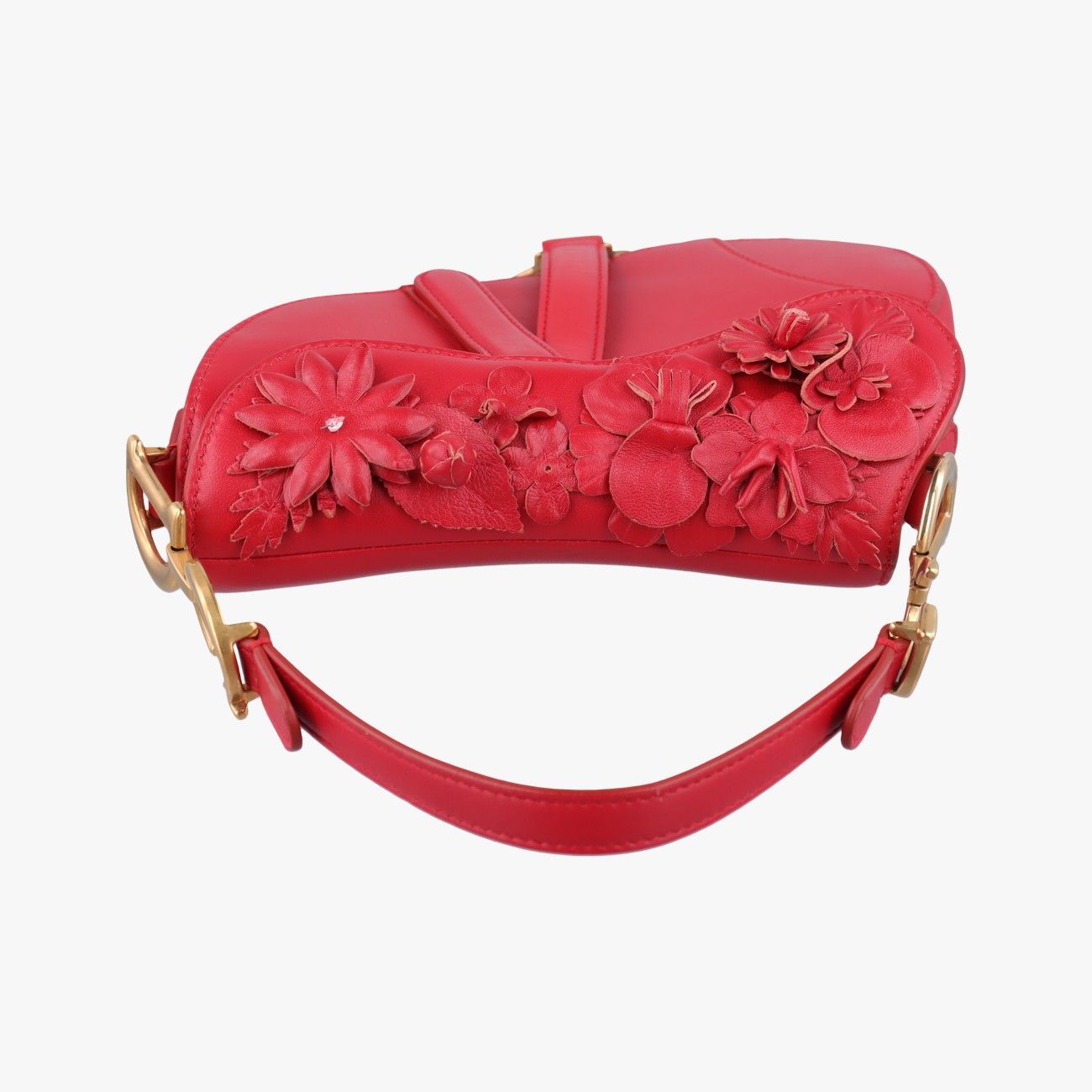 Dior Flowers Saddle Red Leather Handbag — view 8