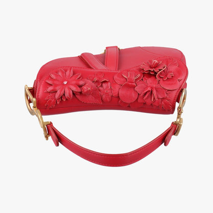Dior Flowers Saddle Red Leather Handbag — view 8