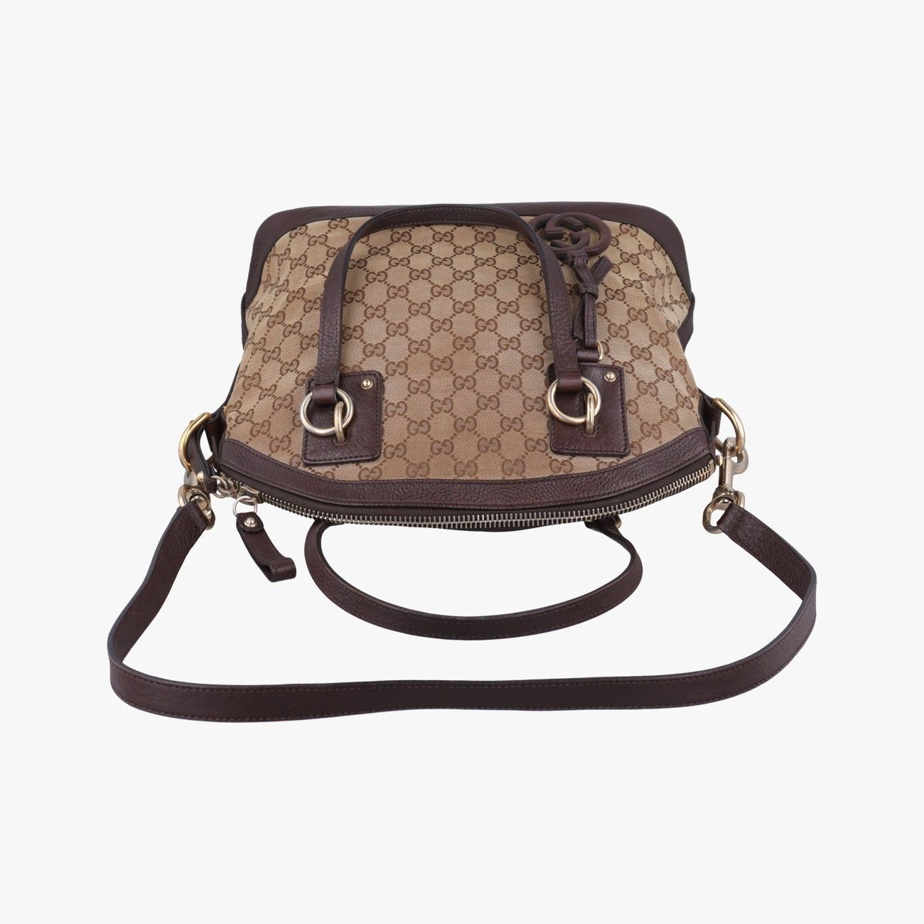 Gucci Issima Brown Leather Canvas Messenger — view 8