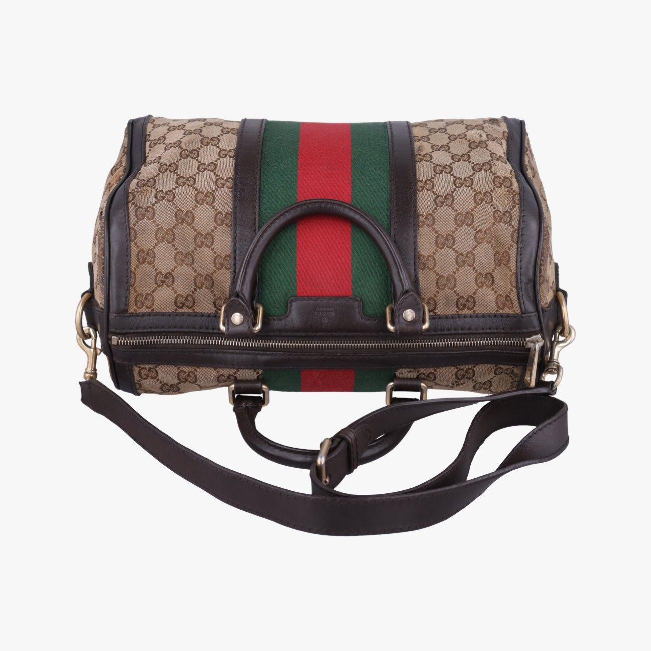 Gucci Sherry Line Beige Green Red Canvas Leather Messenger — view 8