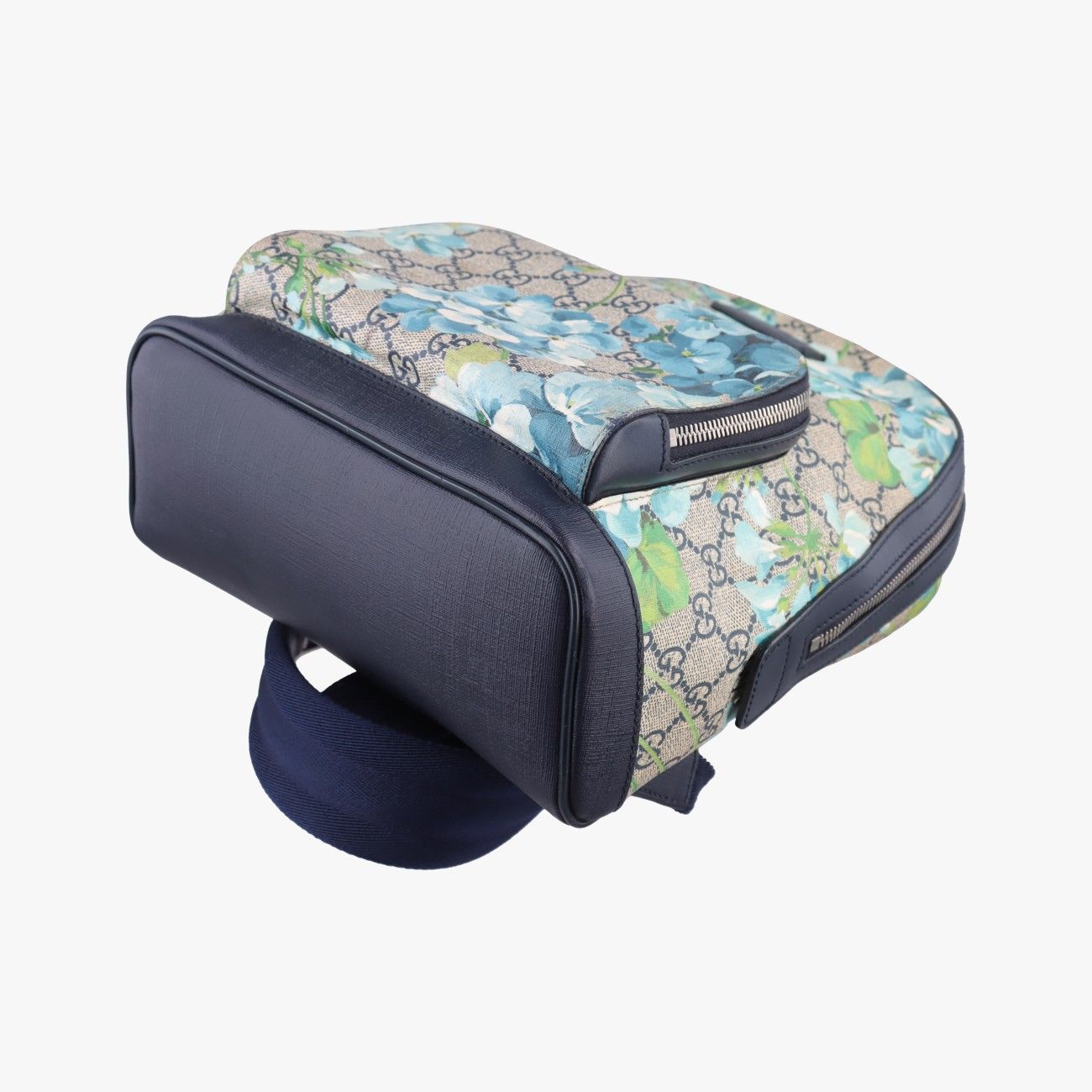 Gucci GG Blue Mus Beige Navy Multicolor Canvas Backpack — view 4