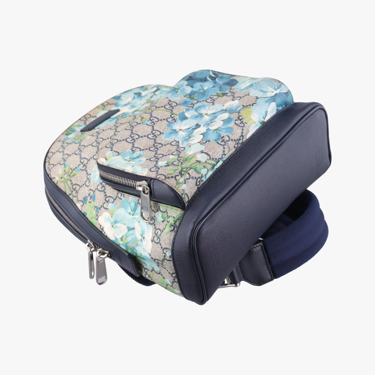 Gucci GG Blue Mus Beige Navy Multicolor Canvas Backpack — view 5
