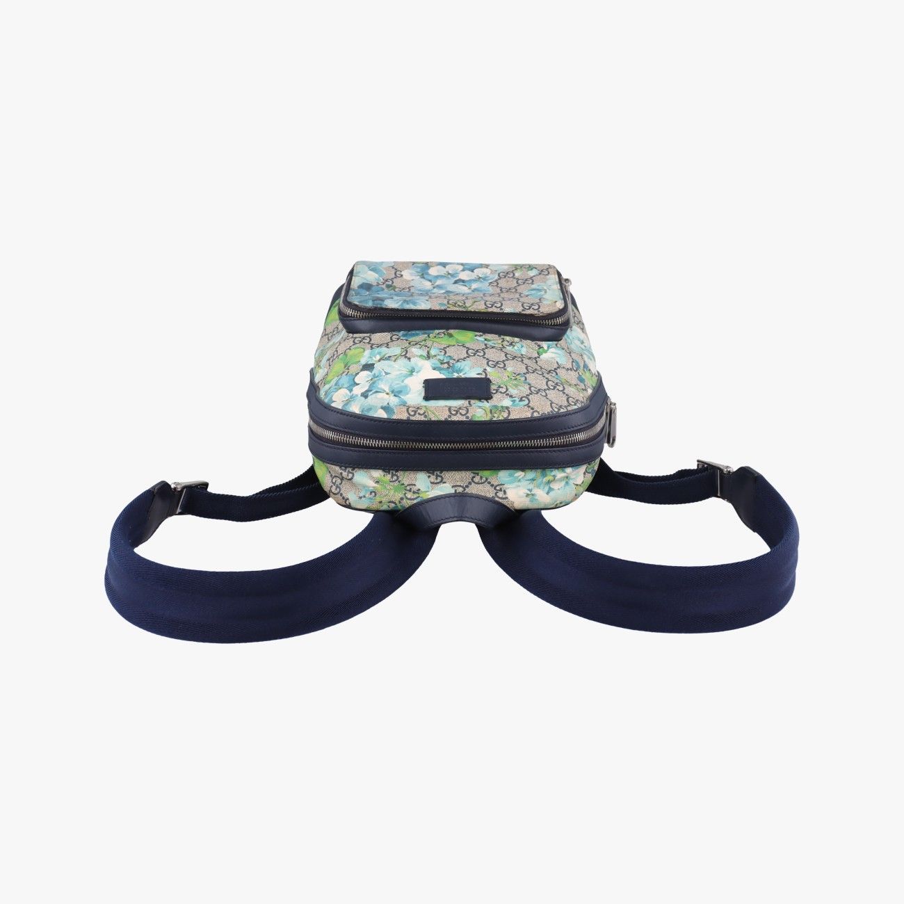Gucci GG Blue Mus Beige Navy Multicolor Canvas Backpack — view 8