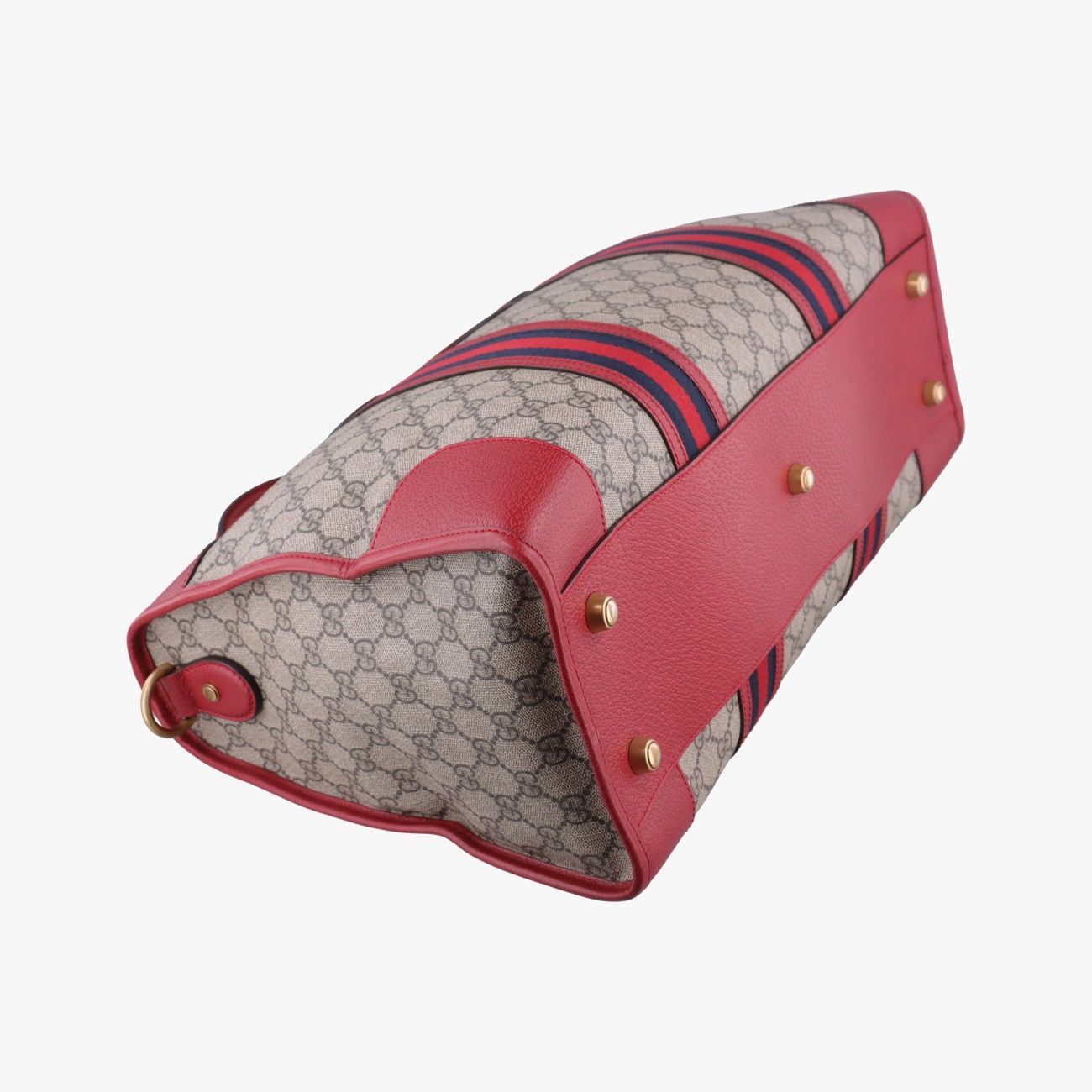 Gucci Soft GG Supreme Courier Duffle Beige Red Canvas Leather — view 5