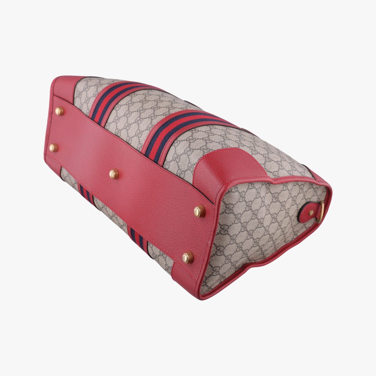 Gucci Soft GG Supreme Courier Duffle Beige Red Canvas Leather — view 6