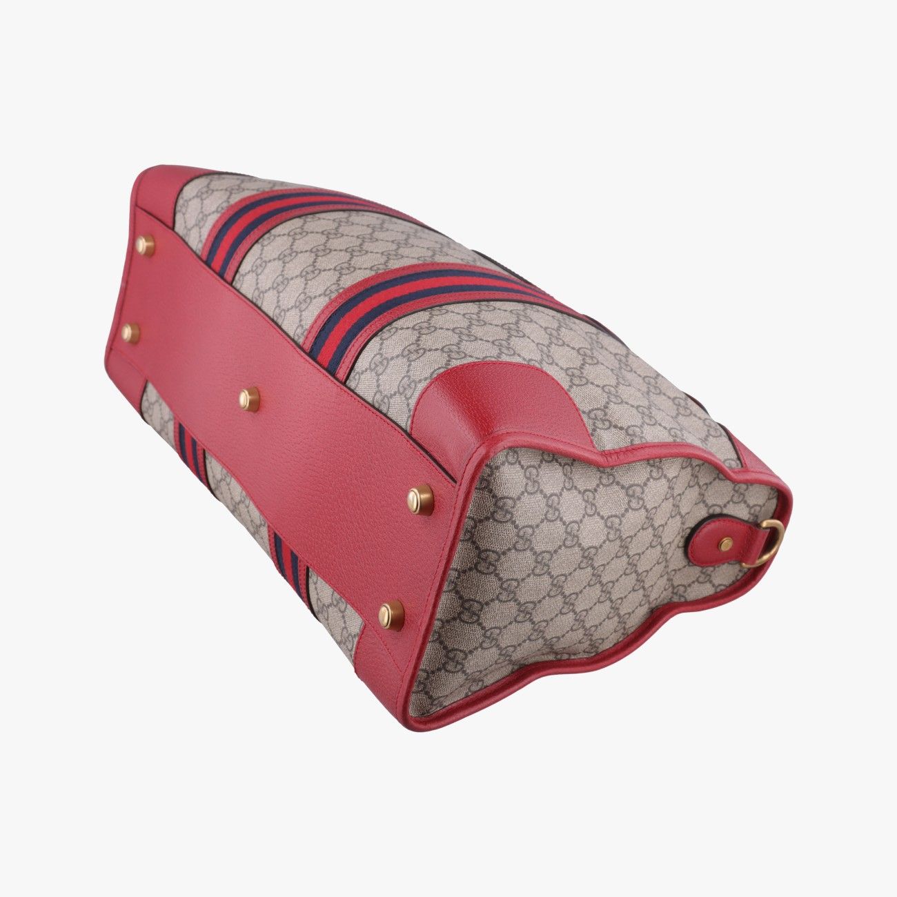 Gucci Soft GG Supreme Courier Duffle Beige Red Canvas Leather — view 4