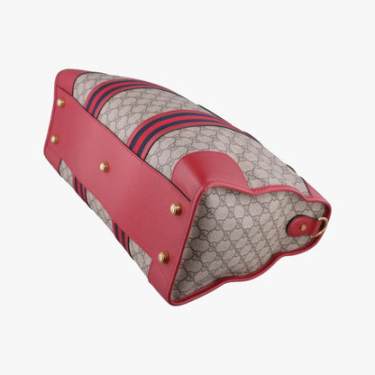 Gucci Soft GG Supreme Courier Duffle Beige Red Canvas Leather — view 4