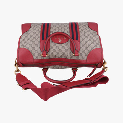 Gucci Soft GG Supreme Courier Duffle Beige Red Canvas Leather — view 8