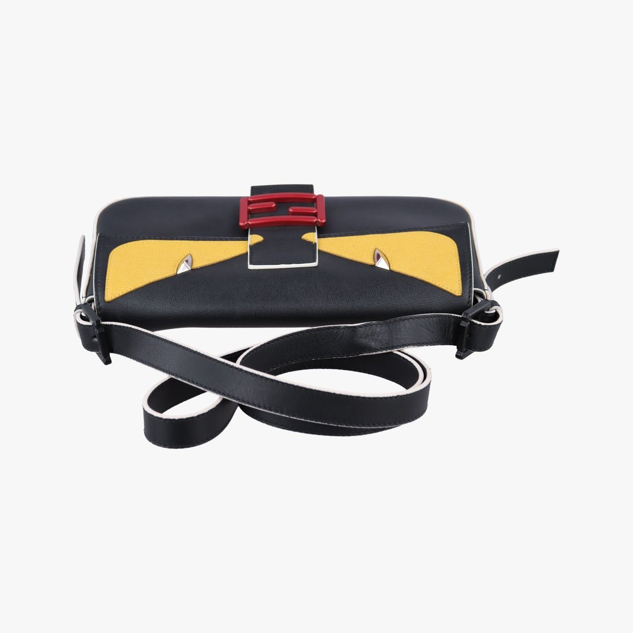 Fendi Monster Star Baguette Black Yellow Leather Messenger — view 8
