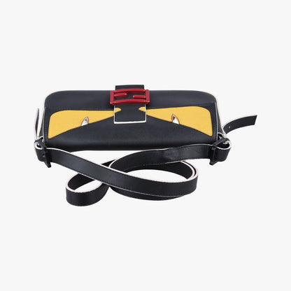 Fendi Monster Star Baguette Black Yellow Leather Messenger — view 8