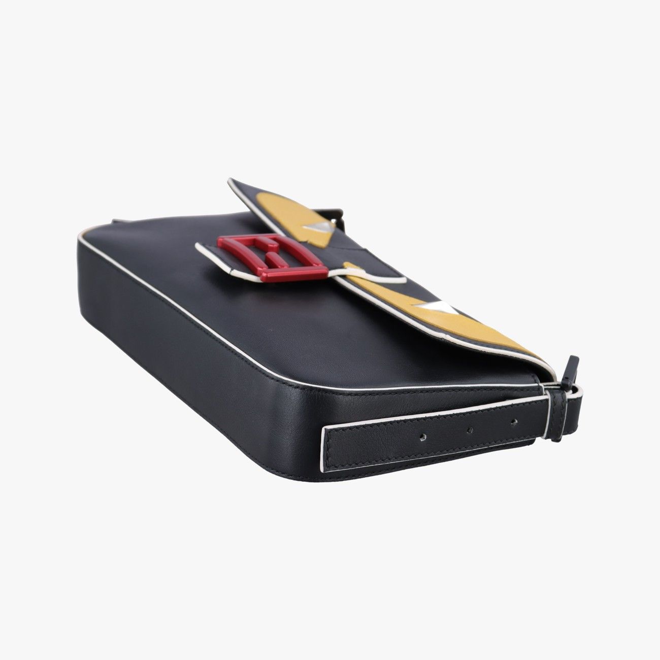 Fendi Monster Star Baguette Black Yellow Leather Messenger — view 4
