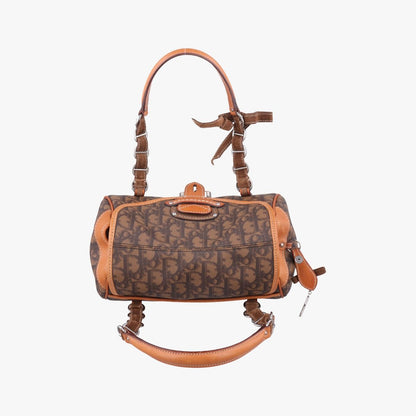 Dior Romantic Trotter Brown Jacquard Leather Velour Handbag — view 8