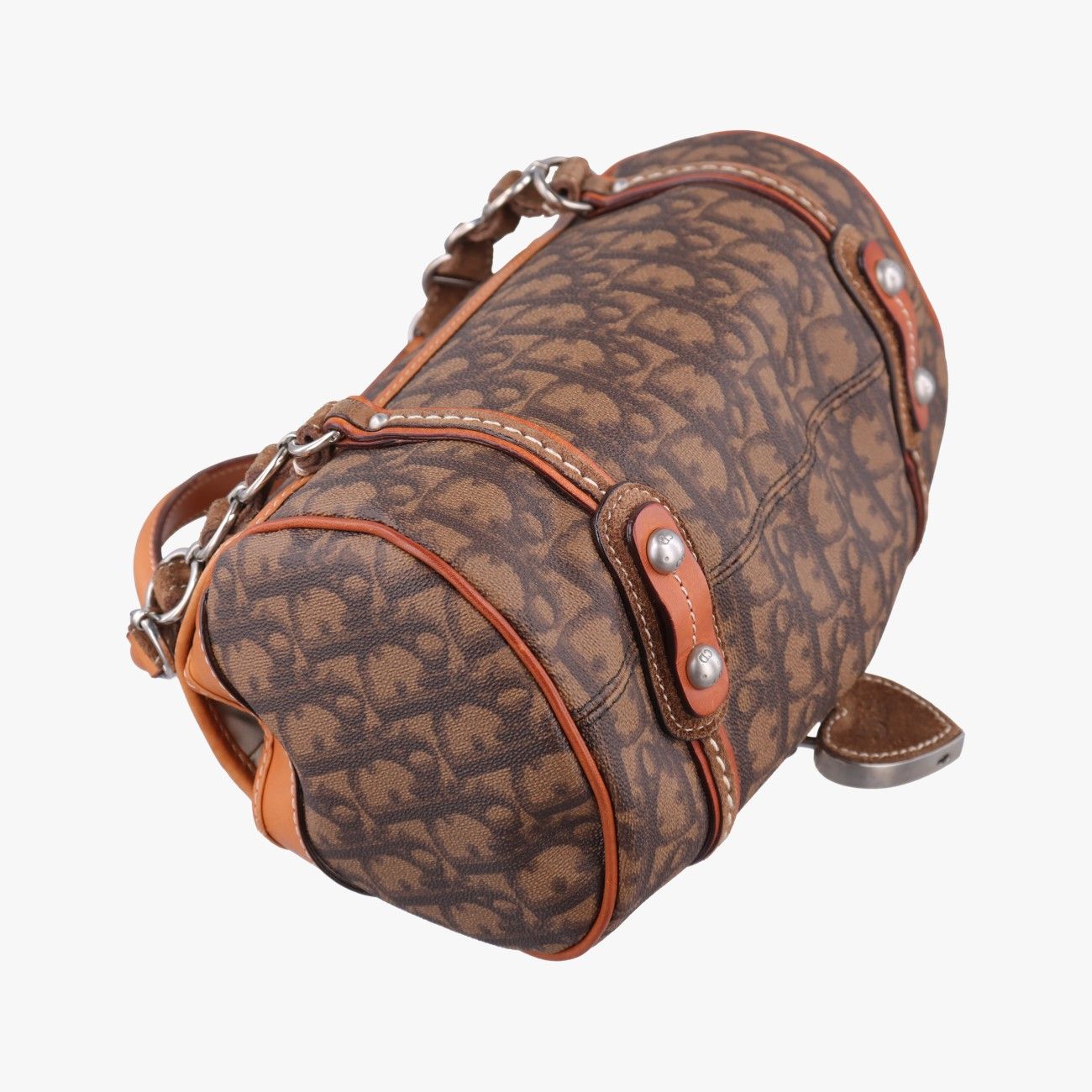Dior Romantic Trotter Brown Jacquard Leather Velour Handbag — view 7