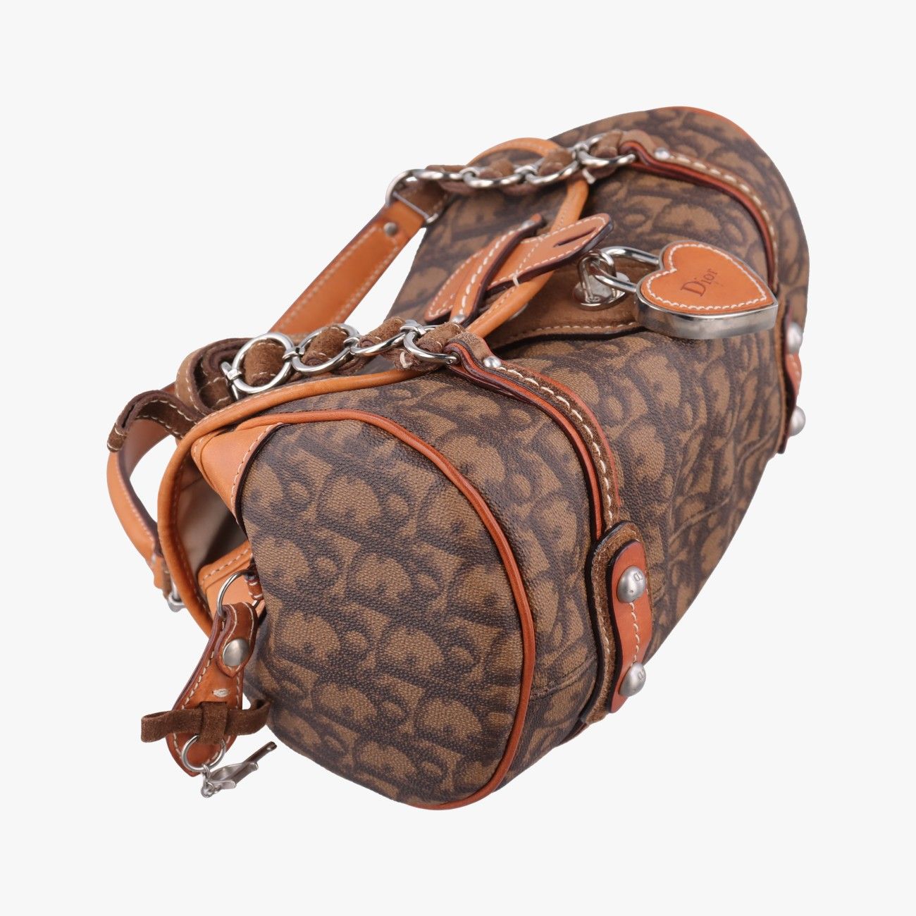 Dior Romantic Trotter Brown Jacquard Leather Velour Handbag — view 5