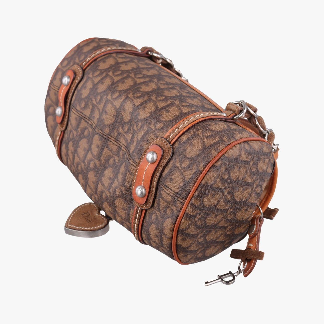 Dior Romantic Trotter Brown Jacquard Leather Velour Handbag — view 6