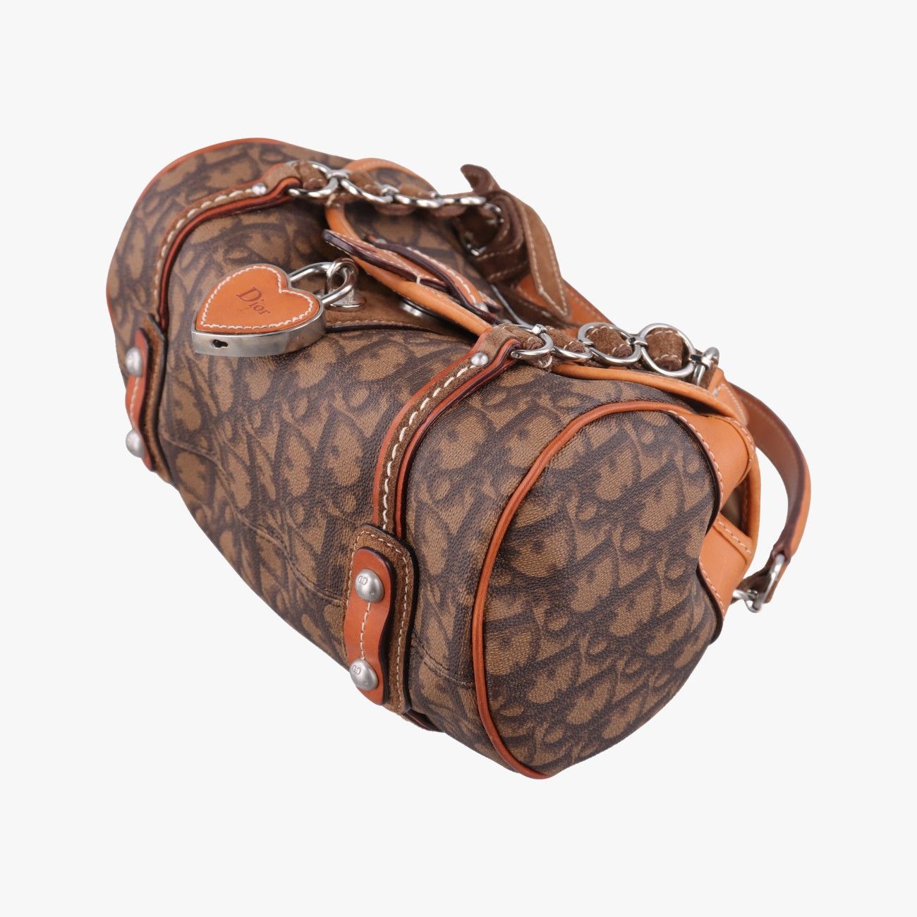 Dior Romantic Trotter Brown Jacquard Leather Velour Handbag — view 4